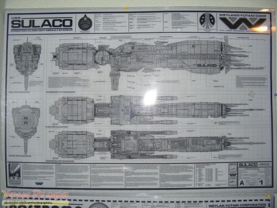 Aliens Aliens USS Sulaco Exterior Blueprints replica movie prop