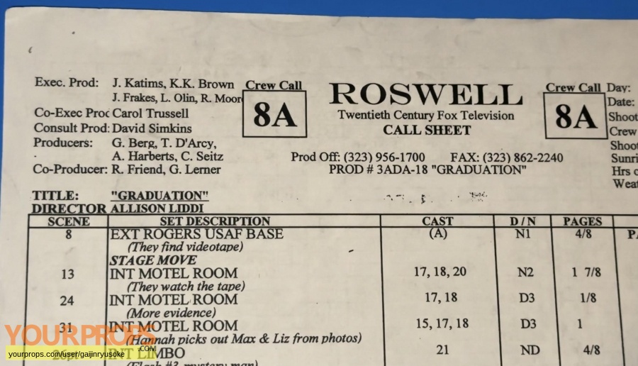 Roswell original production material