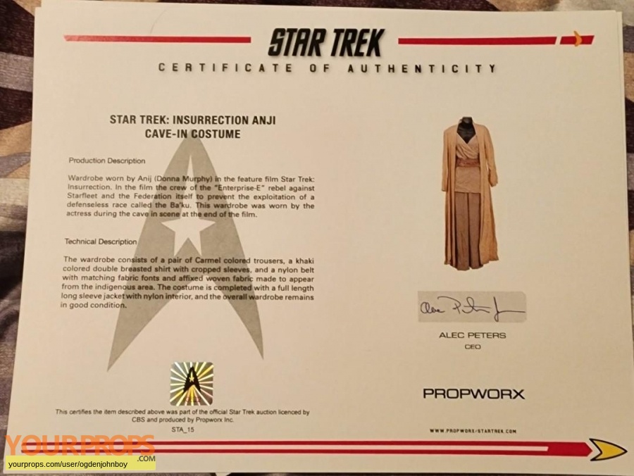 Star Trek Insurrection original movie costume