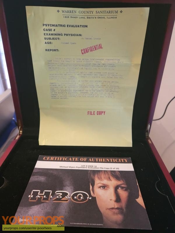 Halloween H20  20 Years Later original movie prop