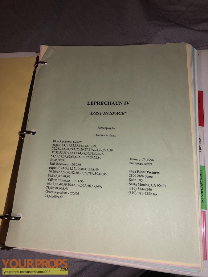 Leprechaun 4  In Space original film-crew items