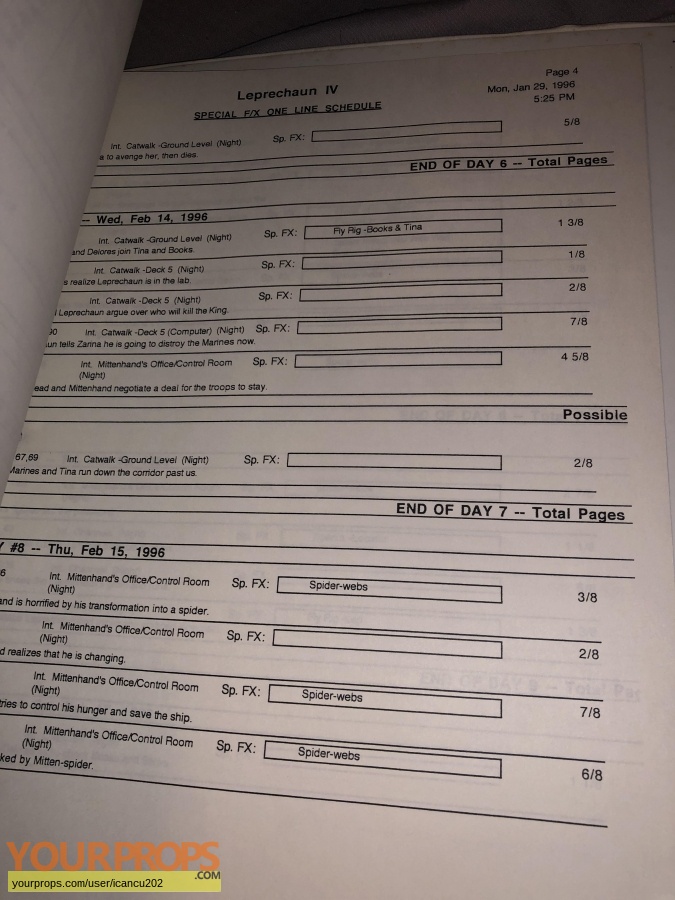Leprechaun 4  In Space original film-crew items