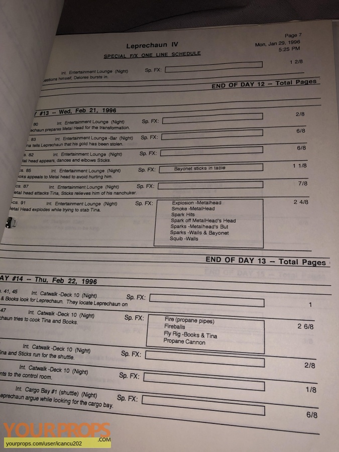 Leprechaun 4  In Space original film-crew items