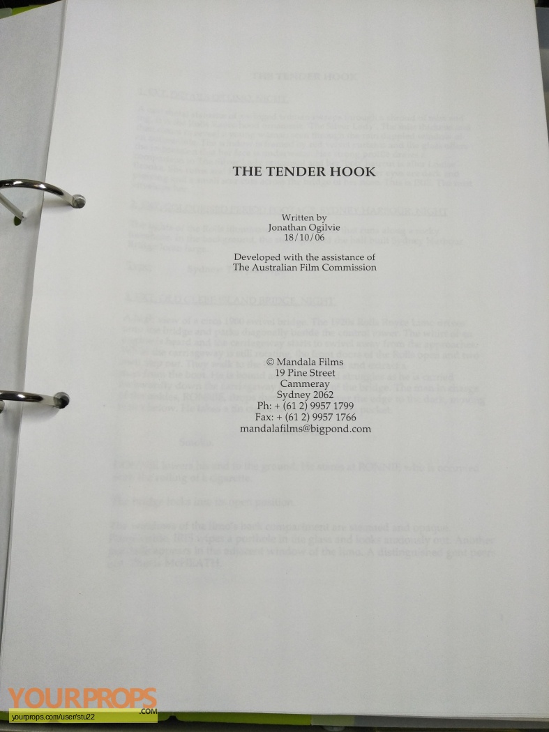 The Tender Hook Production Script & VFX Shots List original prod. material