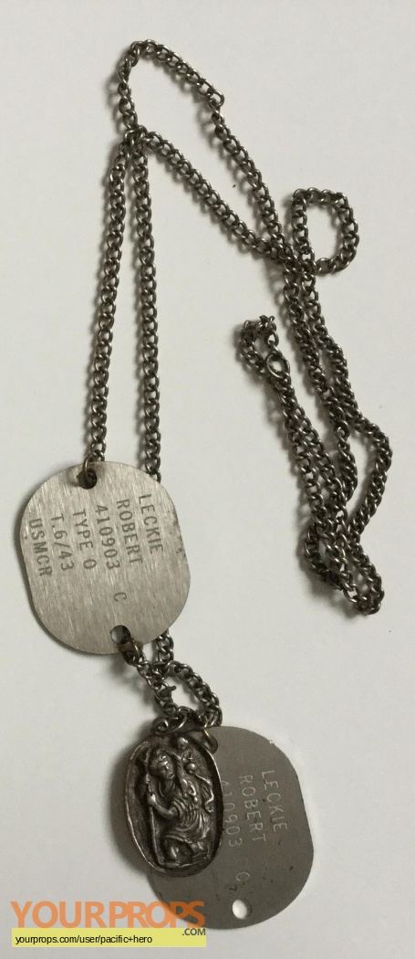 The Pacific Robert “Lucky” Leckie dog tags with St Christopher pendant ...