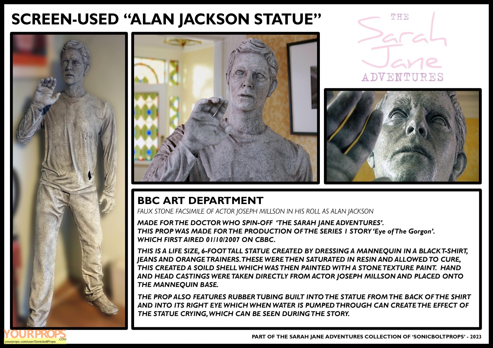 The Sarah Jane Adventures Alan Jackson Statue original TV series prop