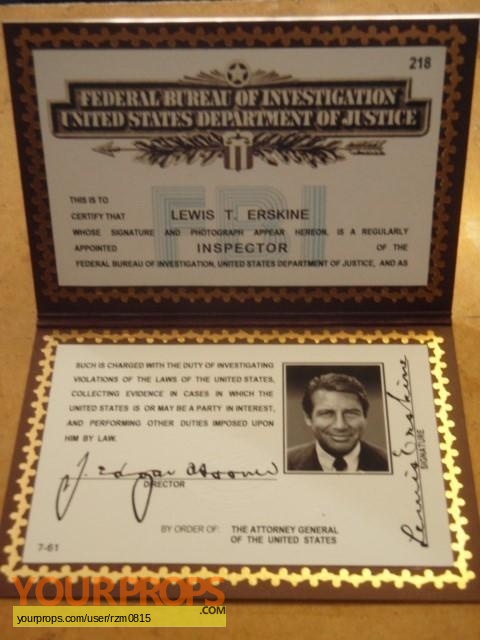 The F.B.I. Inspector Erskine's FBI Credentials Replica TV Series Prop